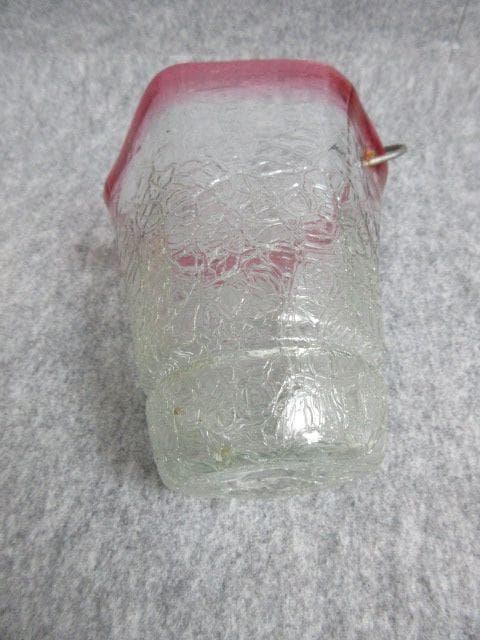 赤被せ縁ガラス朝顔形氷裂文アイスペール [B27515]