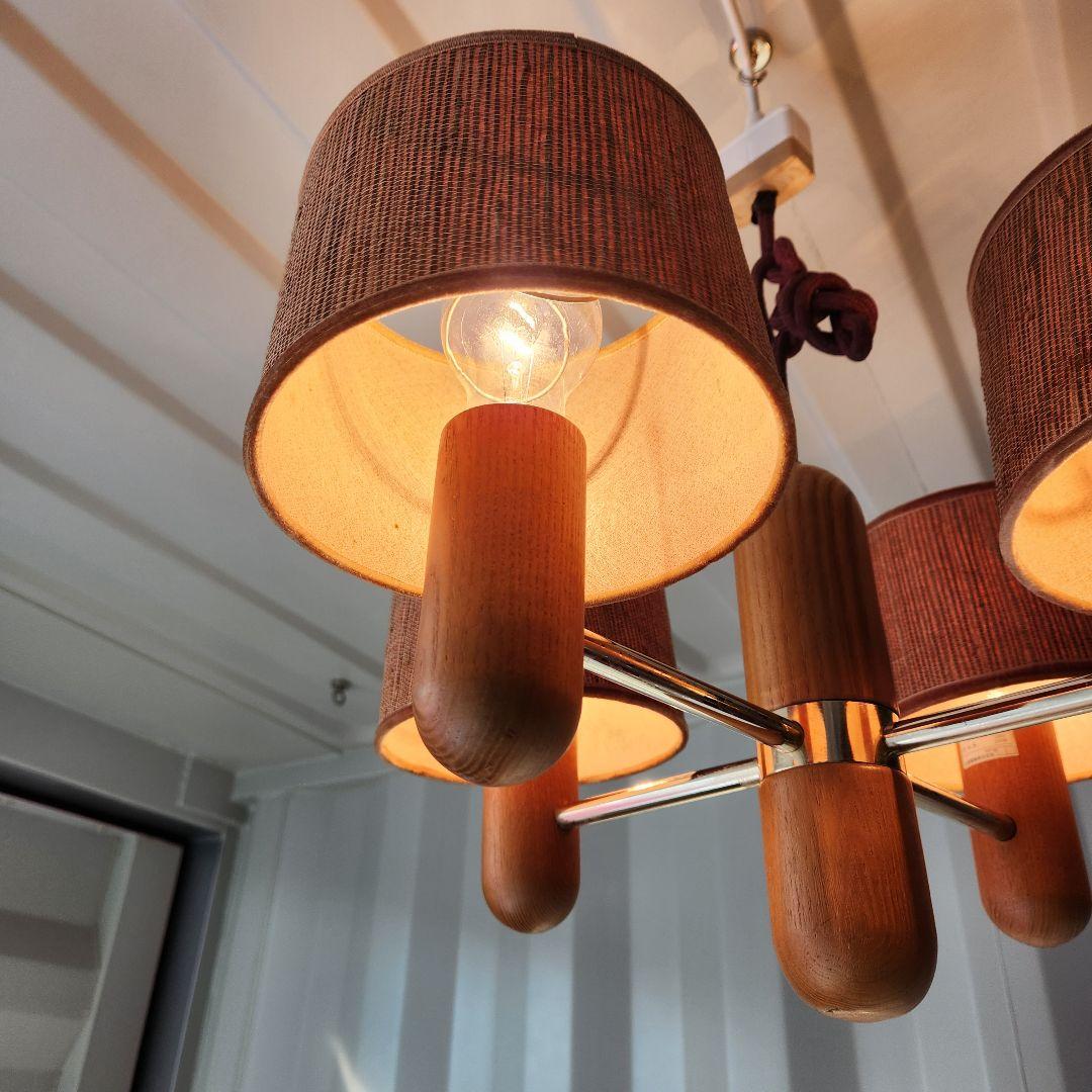 希少　ジャパンヴィンテージ　三菱電機　無垢材　4灯シャンデリア　 LK1744