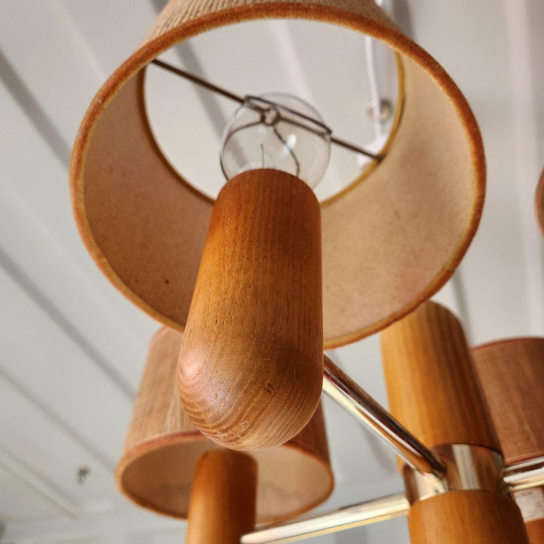 希少　ジャパンヴィンテージ　三菱電機　無垢材　4灯シャンデリア　 LK1744