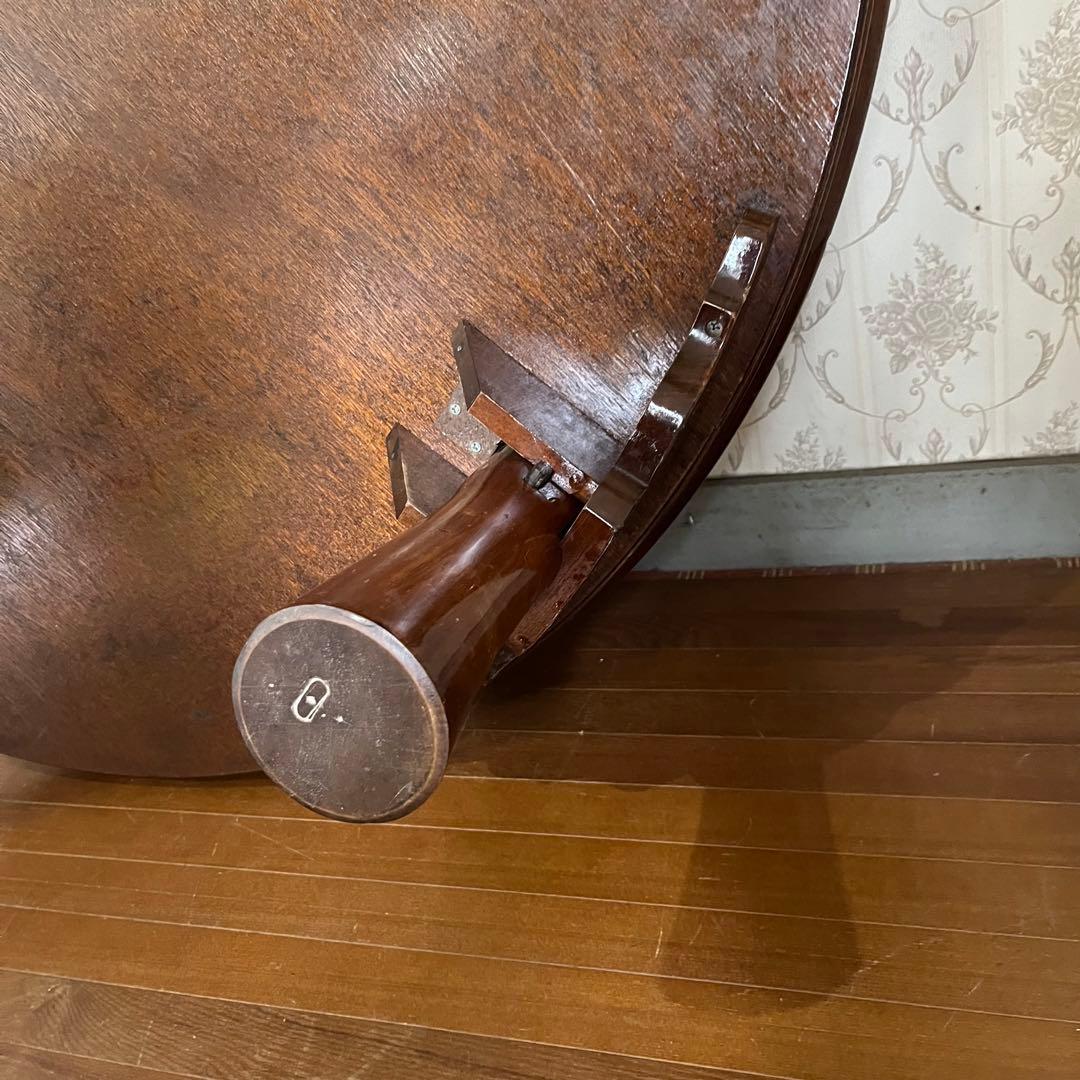 【アンティーク】木製 折り畳み座卓 センターテーブル ちゃぶ台 円卓 古家具