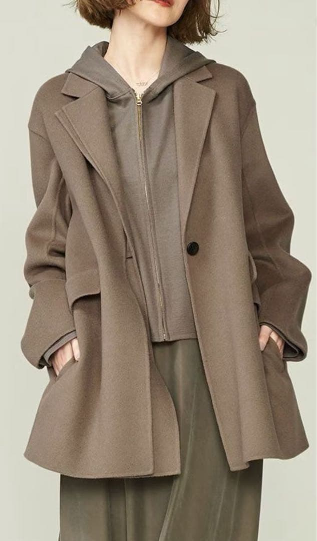 conteダブルラベルリバーコート美品