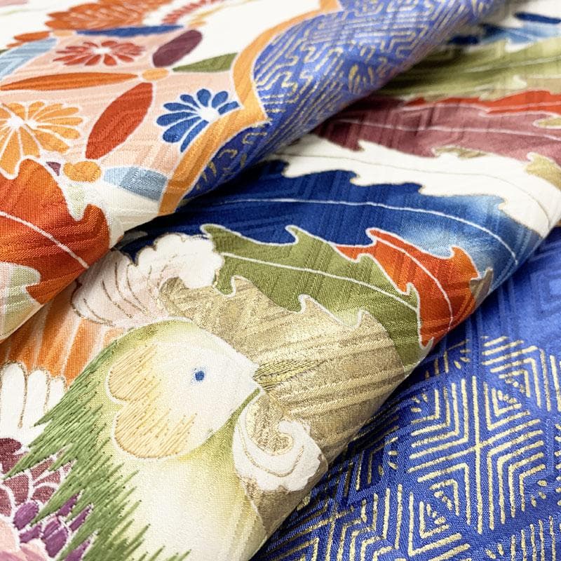 507w5☆引き振袖 掛下 比翼 金彩 地紋 宝尽くし 結婚式 舞台衣装 青☆