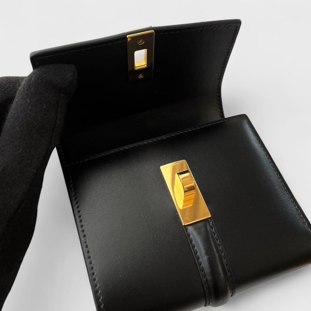 現行モデル 美品 セリーヌ コンパクトウォレット 三つ折り財布 セーズ ブラック