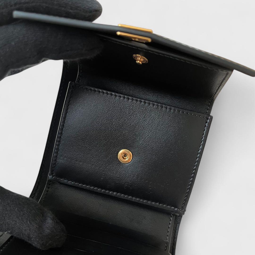 現行モデル 美品 セリーヌ コンパクトウォレット 三つ折り財布 セーズ ブラック