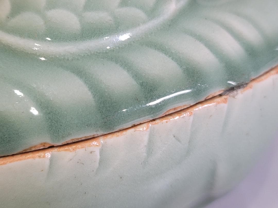 中国 仿古 青磁 鴨 蓋物