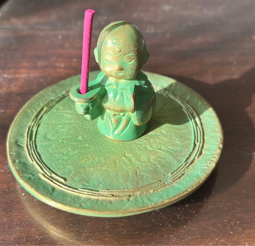 年末年始限定値下　金属製 仏像 お香立て 皿付き