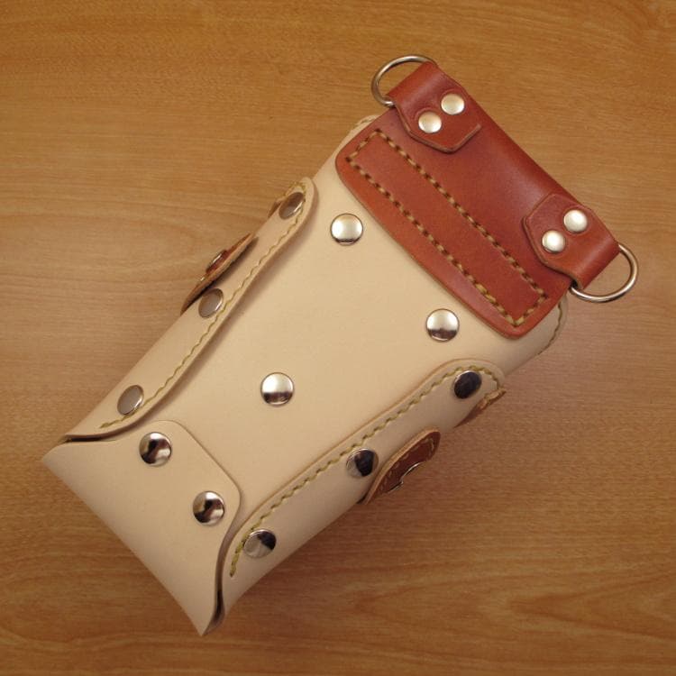 ヌメ革ナチュラル&茶色　５丁差し　革ベルト付　シザーケース　SCL-125/NL