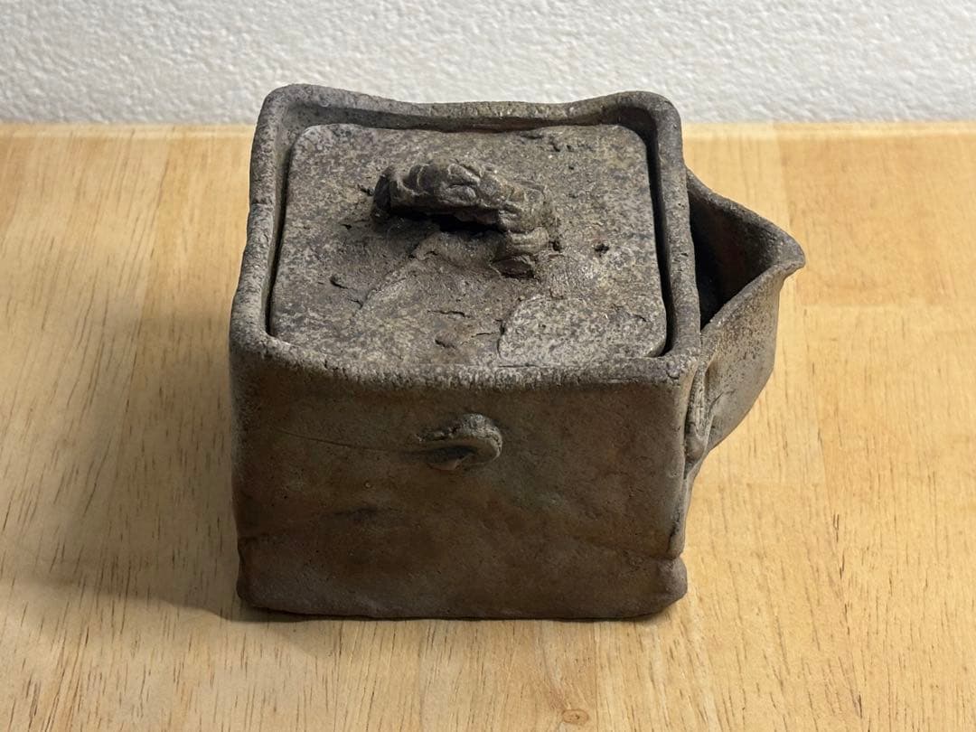 72.備前焼 宝瓶 登り窯 かに カニ 蟹 4角 手びねり 急須