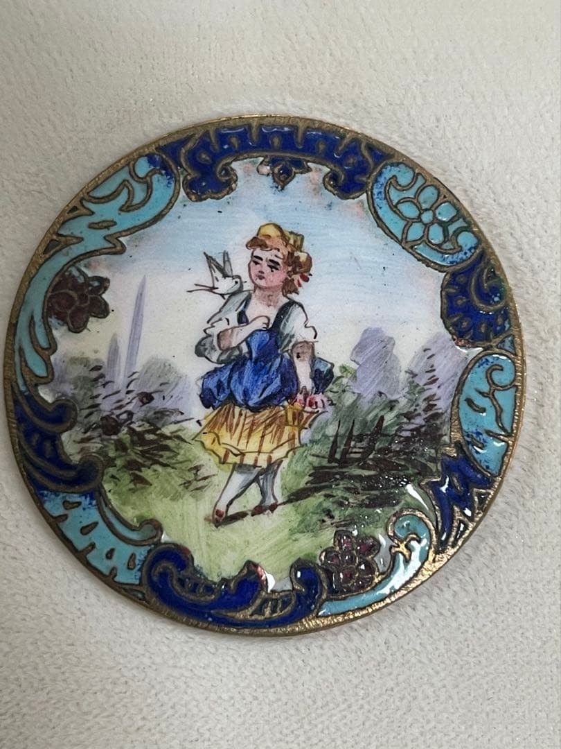 ⬇️【希少】アンティーク エナメル手書き　ボタン