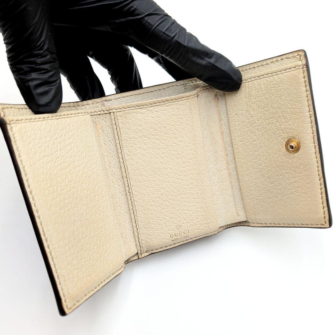 あんしん鑑定 GUCCI オフィディア マーモント 折り財布 シェリー ベージュ