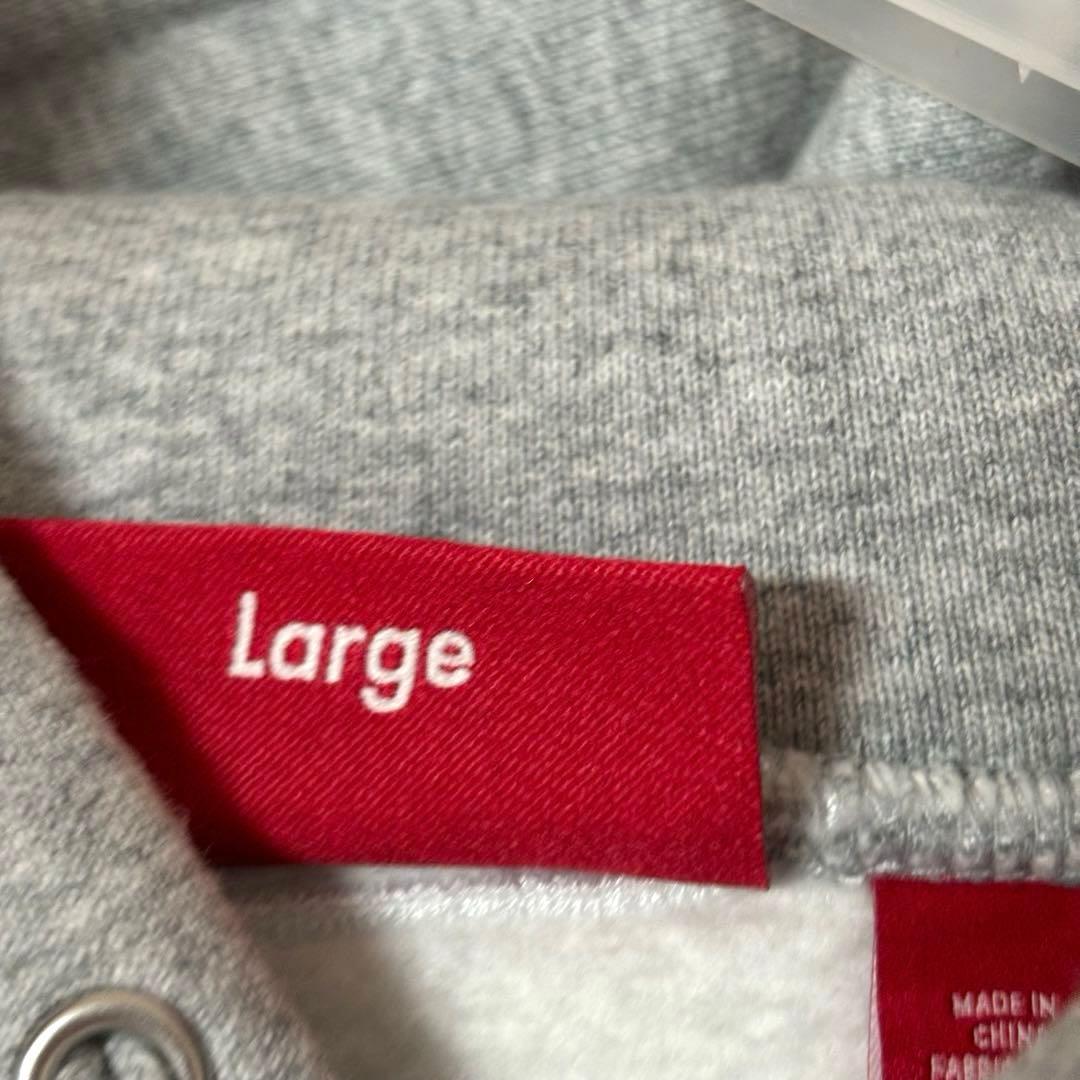 Supreme サテン アップリケ スウェット パーカー　ビックロゴ　グレー　L