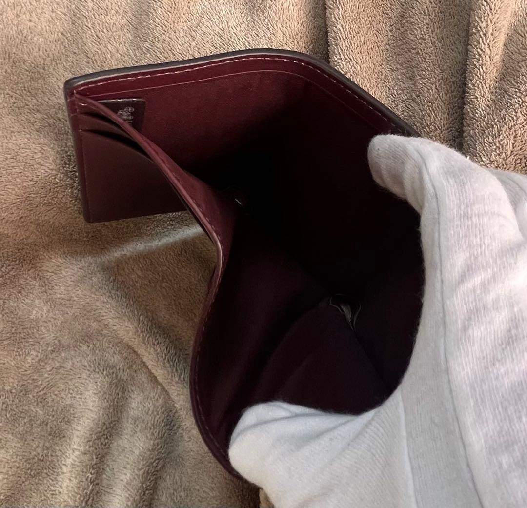 【極美品】新色　コーチ　ミニトライフォールド　ボルドー