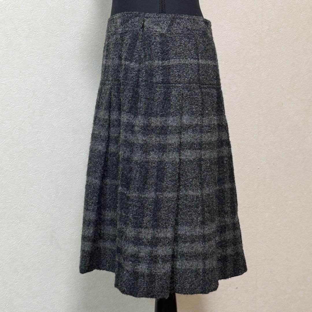 バーバリー ロンドン アルパカブレンド チェック柄 プリーツ スカート 42