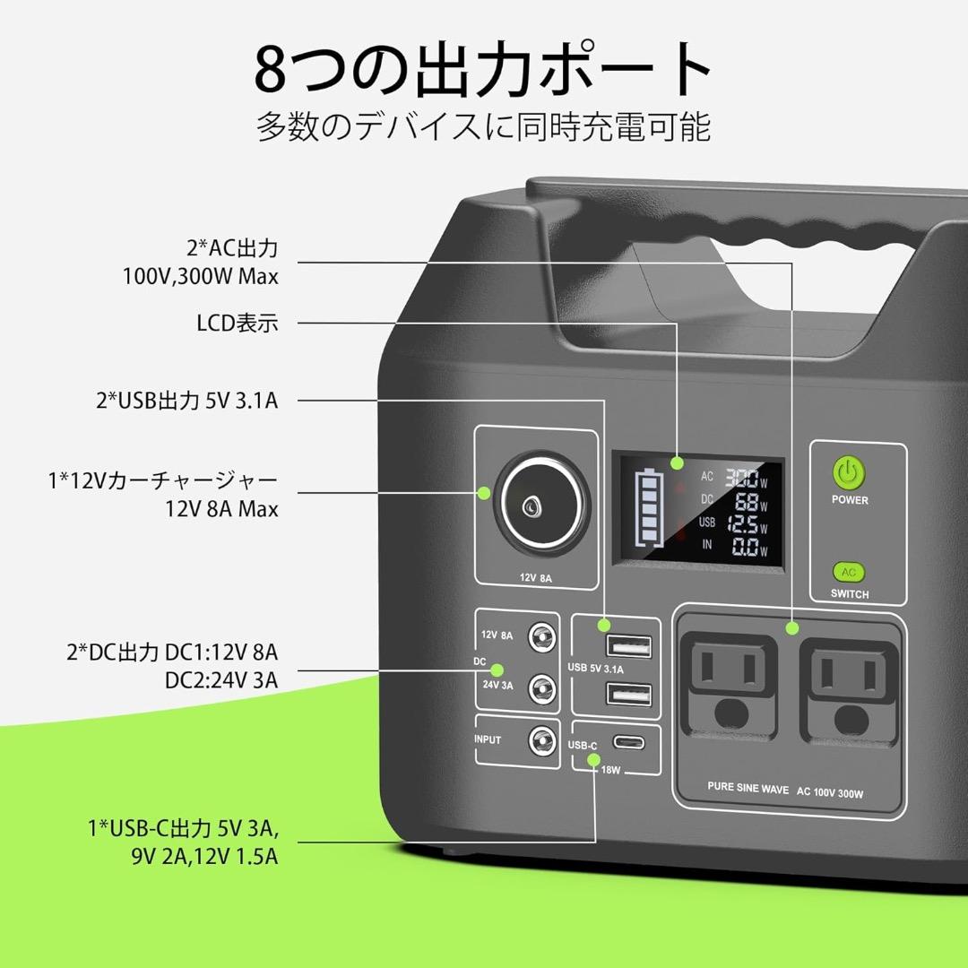 Powkey ポータブル電源 407Wh 大容量 純正弦波 小型軽量 新品