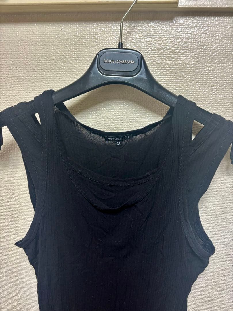 ANN DEMEULEMEESTER ブラック レイヤードタンクトップ 36