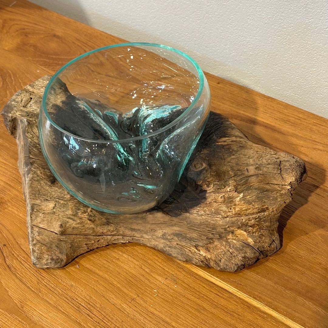 バリ島流木ガラス　w25×d18×h10cm 水槽　アクアリウムメダカ水槽181