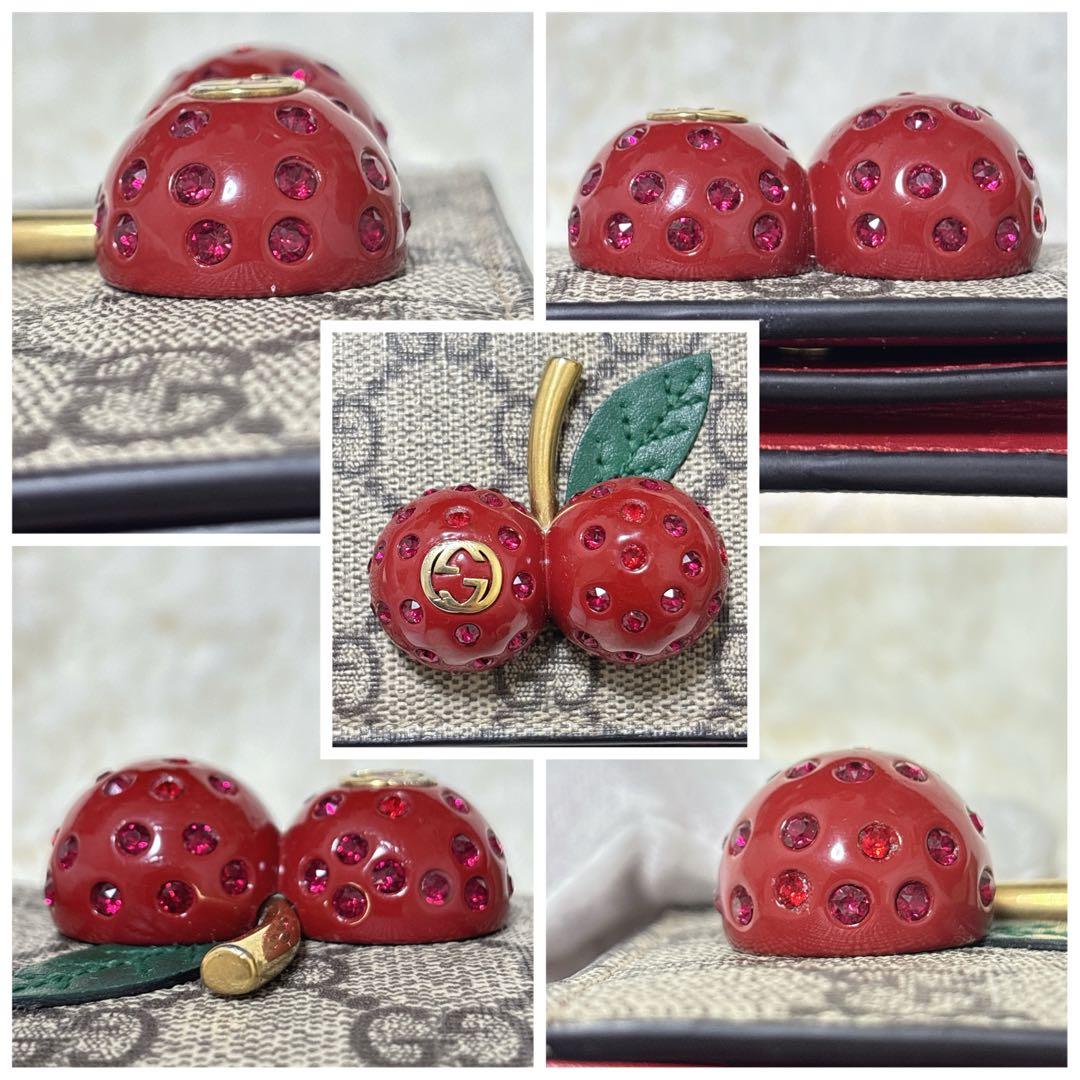 極美品✨GUCCI ストーン抜けなし チェリー さくらんぼ 二つ折り財布 GG柄