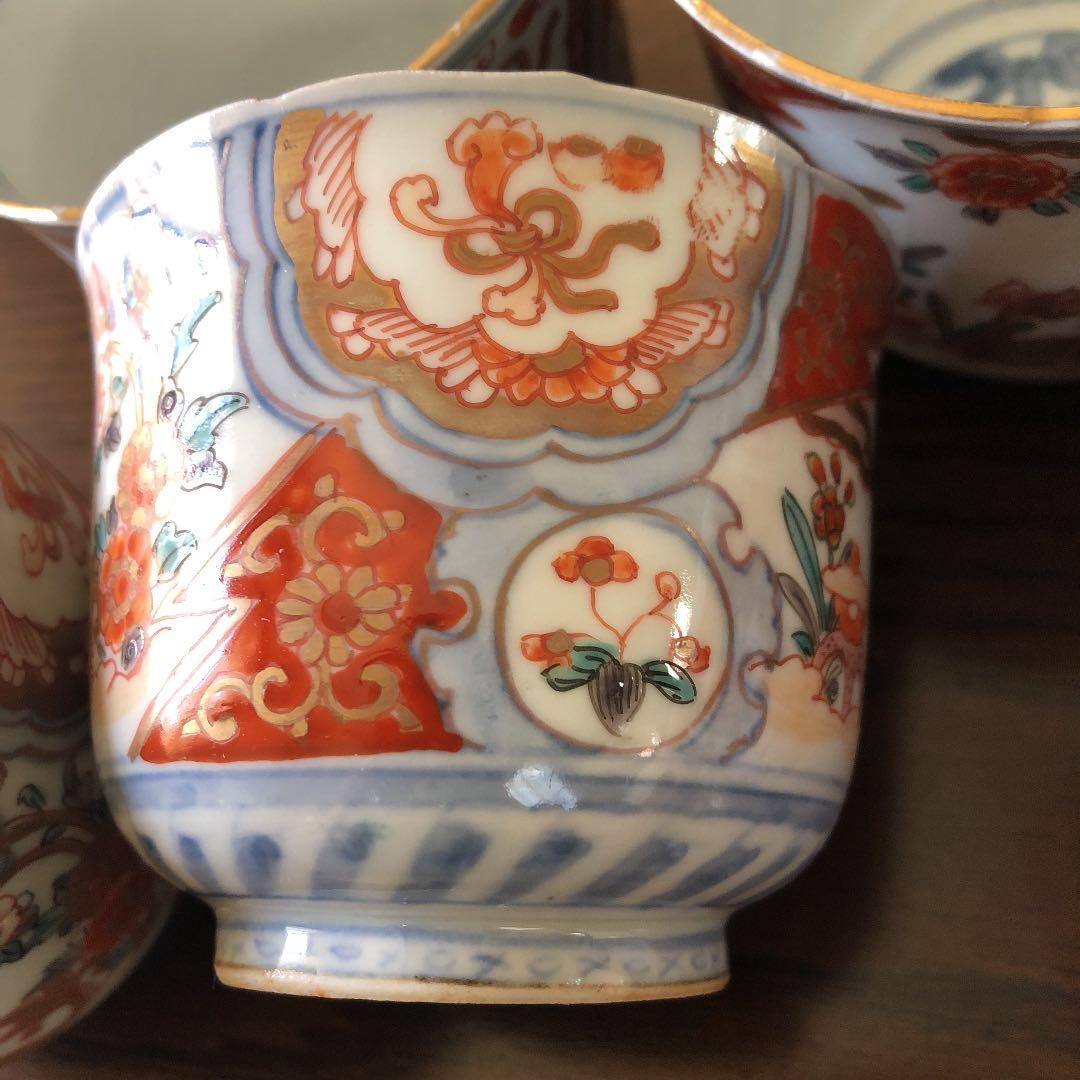 骨董☆色絵古伊万里金彩向付☆5客☆