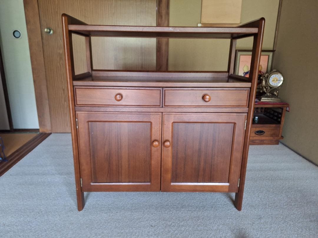 美品！Karimoku カリモク家具 木製 電話台 キャビネット 飾り棚