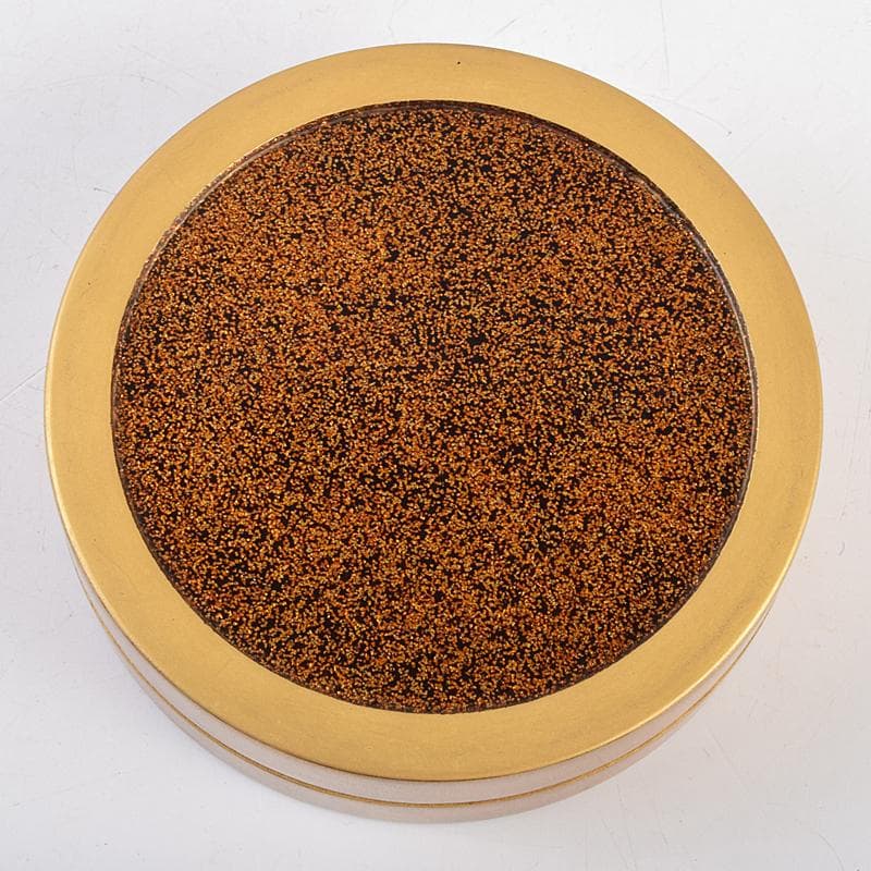 茶道具　金地　花蒔絵　螺鈿装飾　内梨地　香合　合わせ箱付　D　R9492