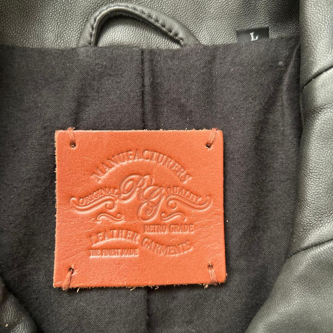 RETRO GRADE　ハイネックレザージャケット　シングルライダース　羊革　L