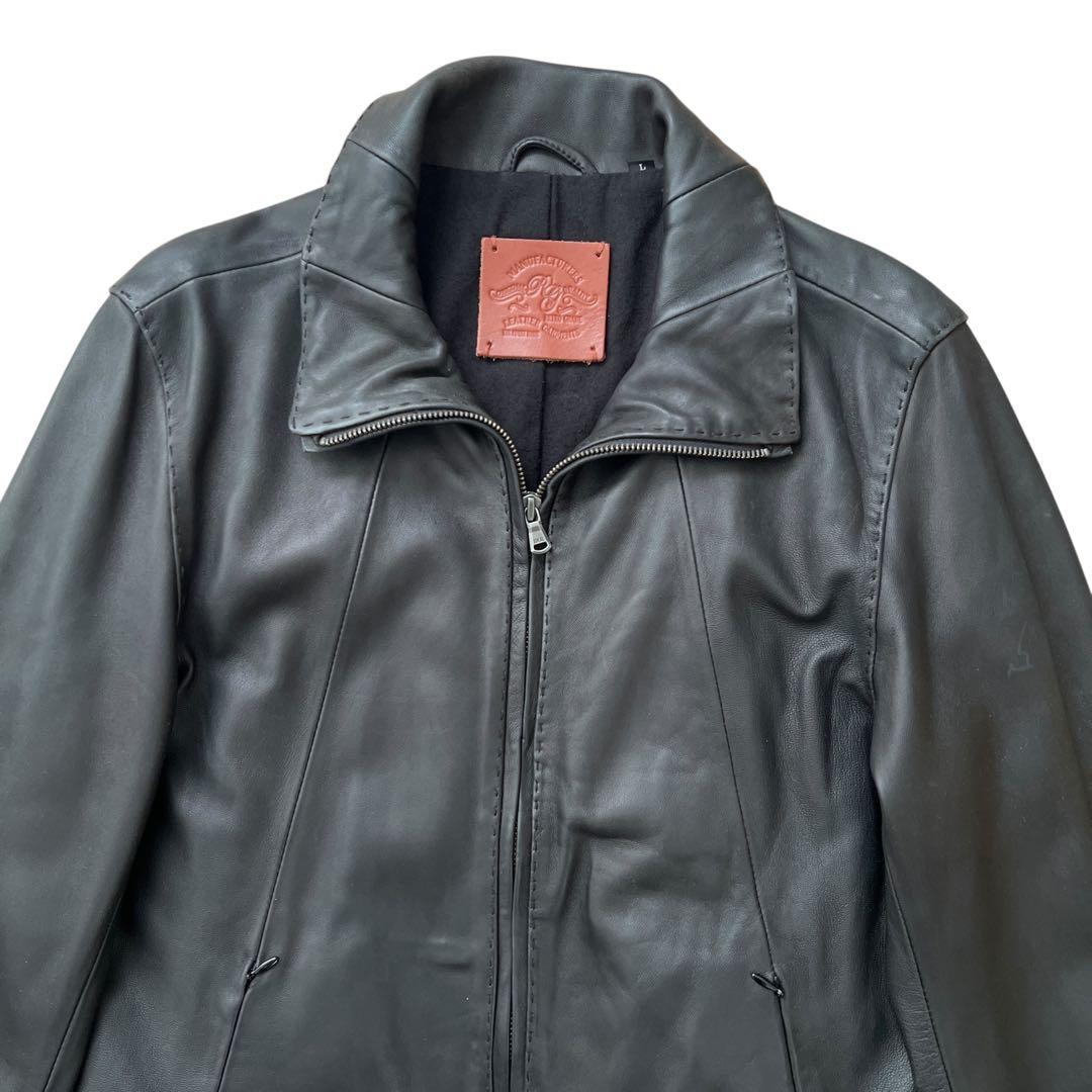 RETRO GRADE　ハイネックレザージャケット　シングルライダース　羊革　L