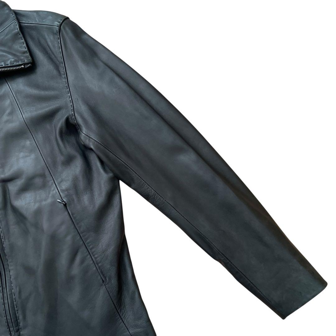 RETRO GRADE　ハイネックレザージャケット　シングルライダース　羊革　L