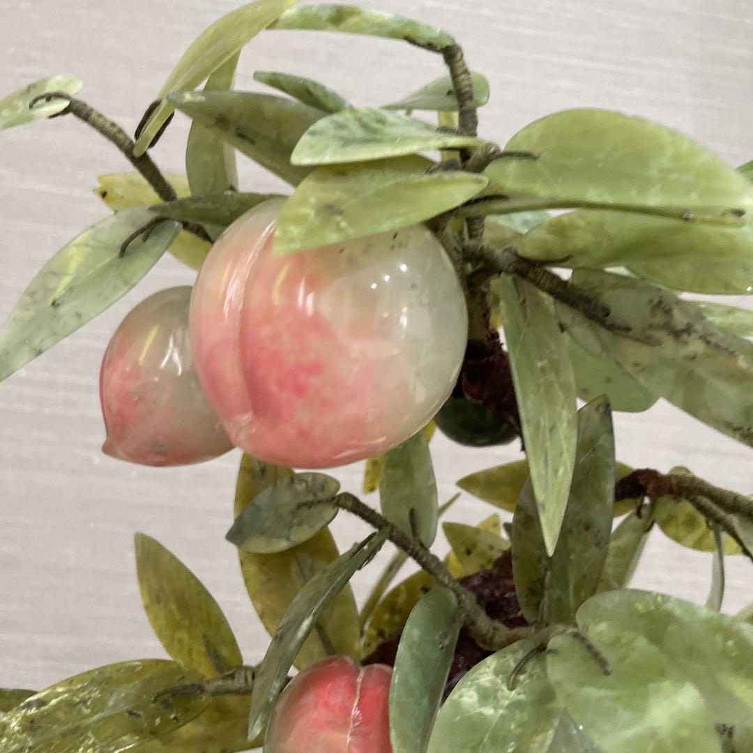 希少品　中国景泰蓝 置物　特大天然石　玉石　桃 年代物　重さ約3.5キロ！