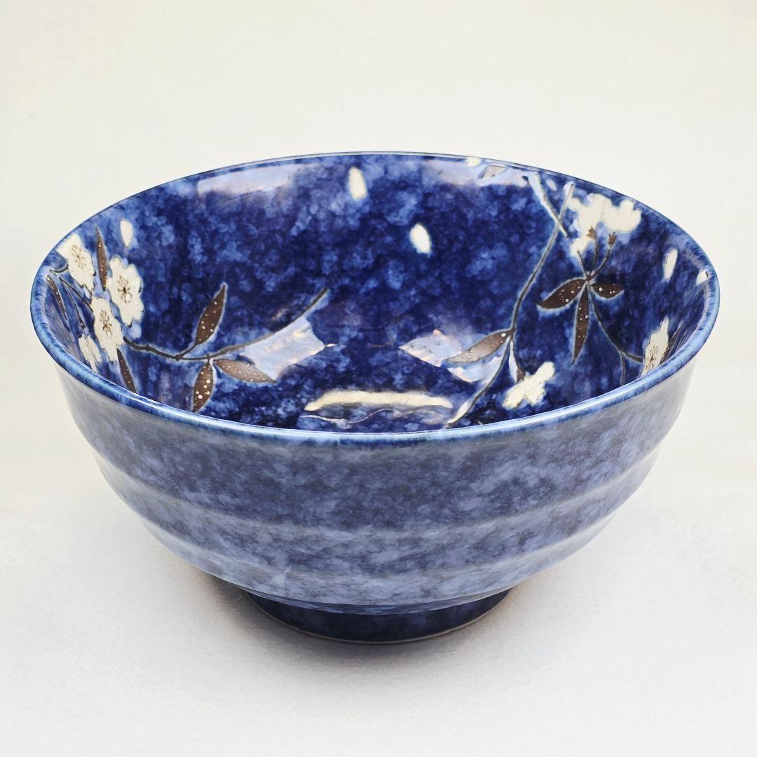 舶来品 中国古磁 雪花藍釉 留白 梅紋 大海碗 大型茶碗 観賞物 置物 在銘