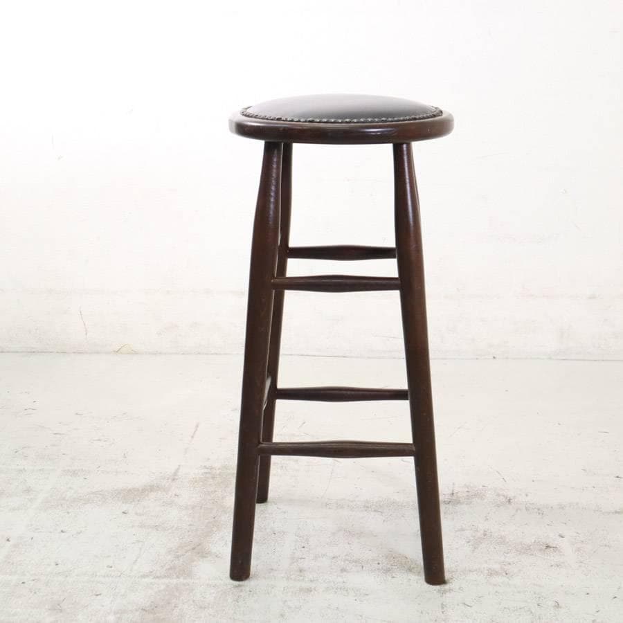 6脚まとめ買い6 ルーマニア製 ハイスツール ビーチ材 ブラック PVCレザー