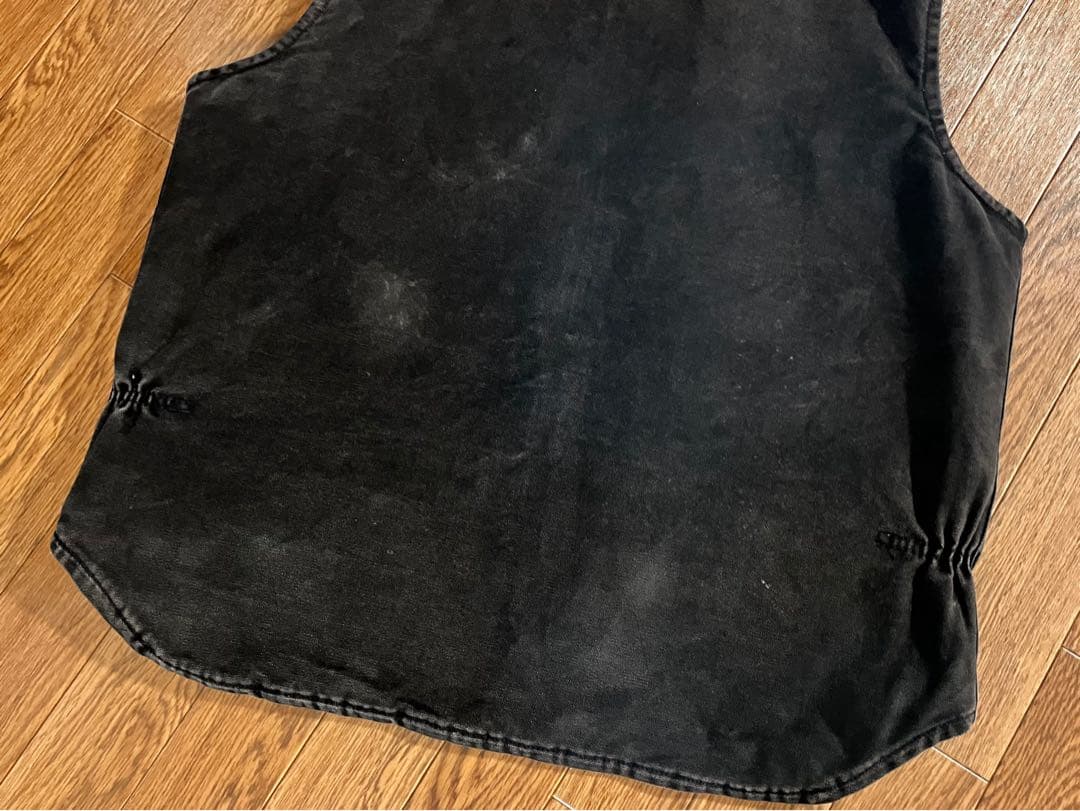90s Carhartt オニキスブラック ダックベスト USA製 腰ゴム L