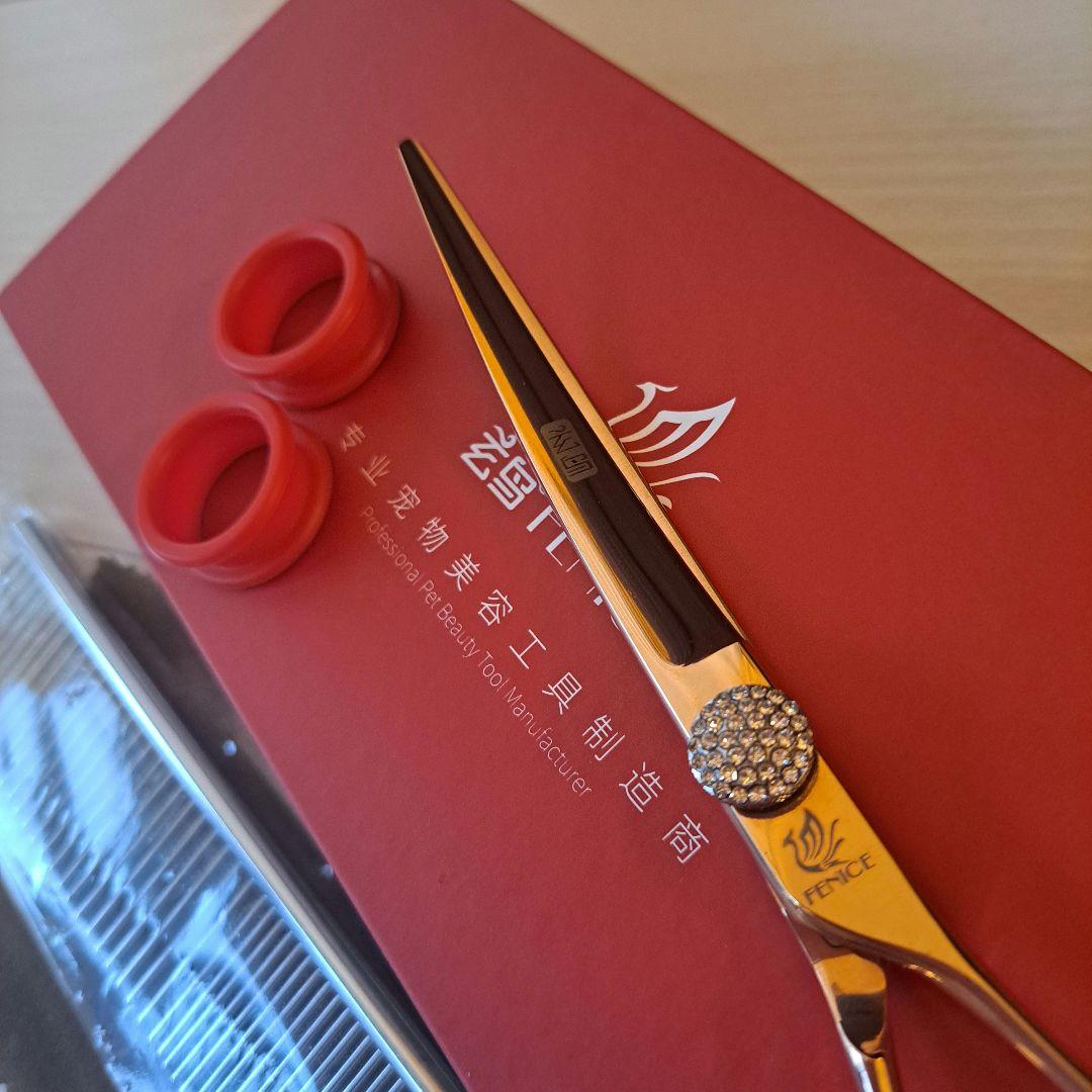 新品★フェニーチェ ★カーブシザー ギザ刄★7in トリミングシザー