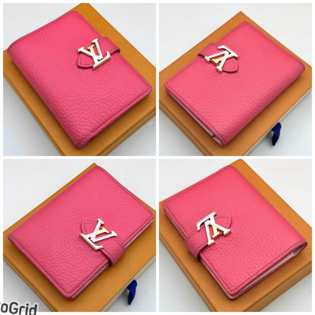 ルイヴィトン ヴェルティカル ウォレット コンパクト 折り財布 ピンク