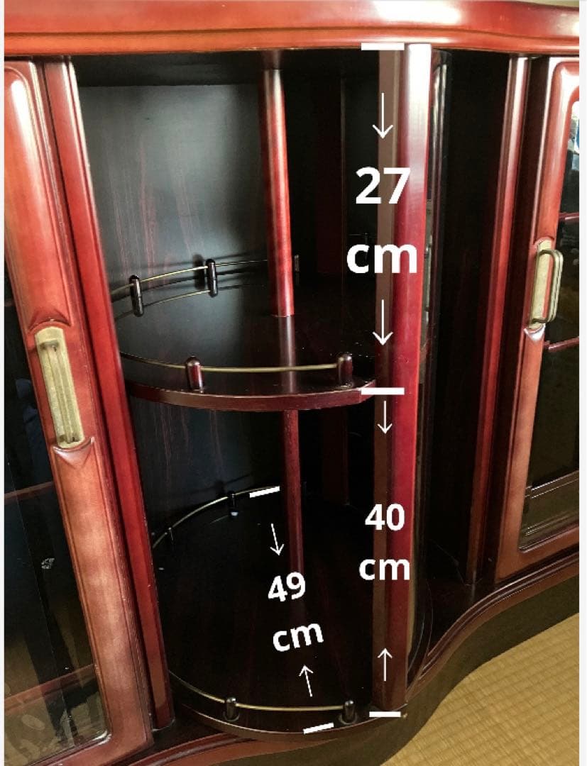 木製　アンティーク家具　お酒のボトルやグラス・食器の収納棚　西洋スタイルガラス扉