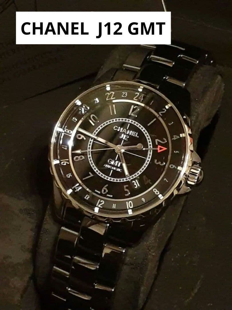シャネル H3102 J12 GMT 黒セラミック 自動巻き メンズ腕時計