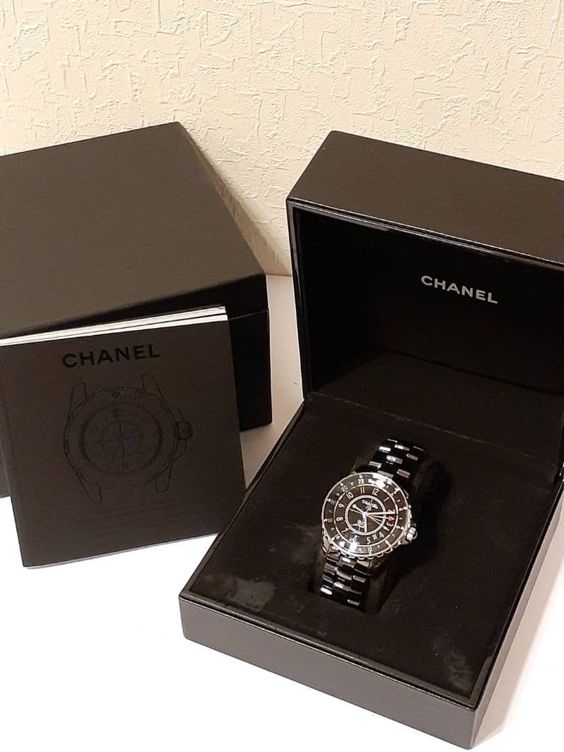 シャネル H3102 J12 GMT 黒セラミック 自動巻き メンズ腕時計