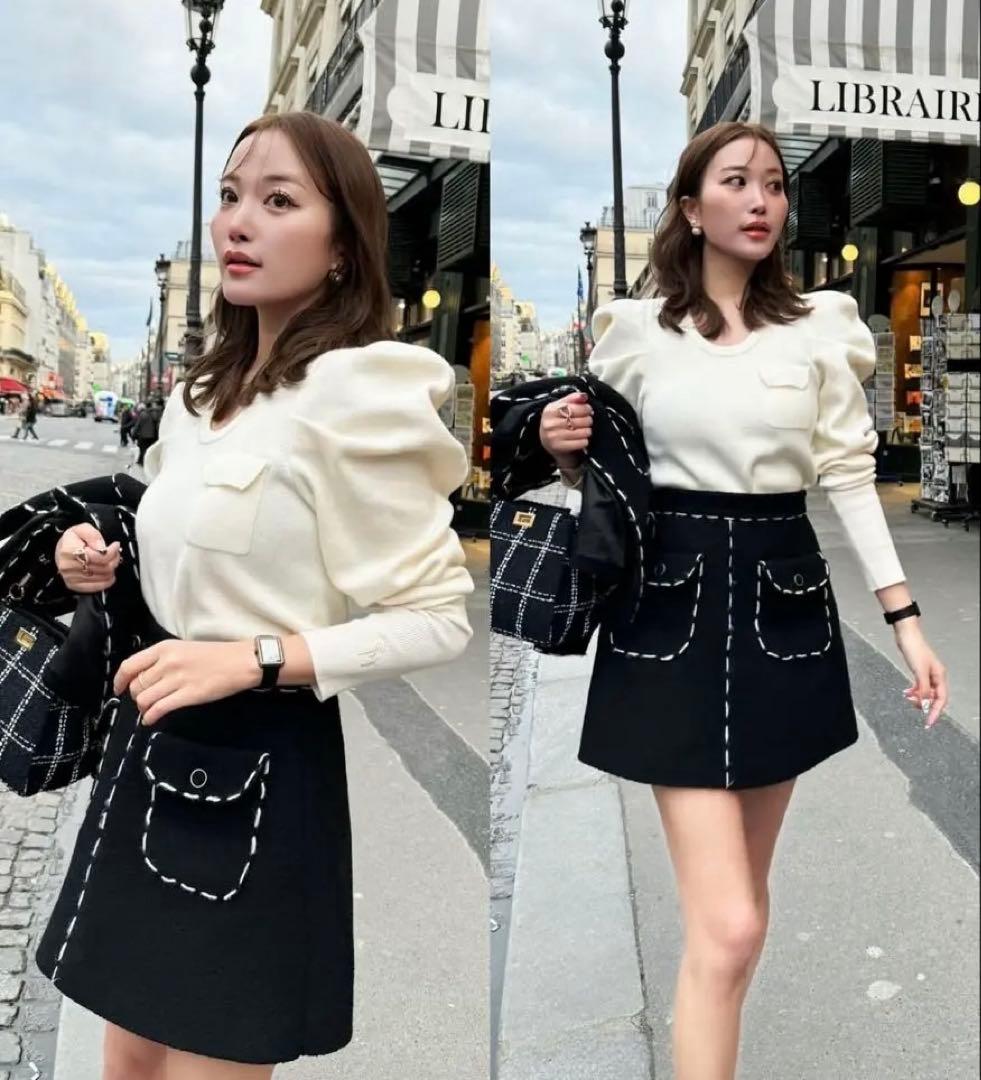 シェリエ sheller ステッチ ツイードキュロット スカート　Mサイズ