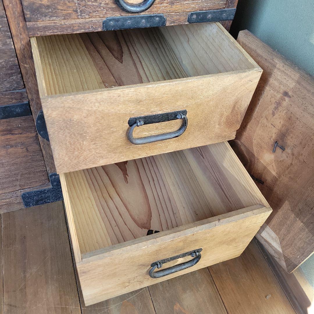 【大正レトロ】三尺和箪笥 アンティーク 古民家 古家具 装飾金具 専用鍵付き