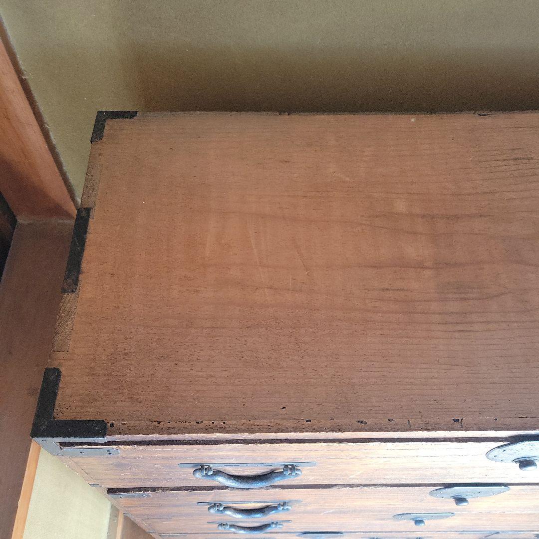 【大正レトロ】三尺和箪笥 アンティーク 古民家 古家具 装飾金具 専用鍵付き