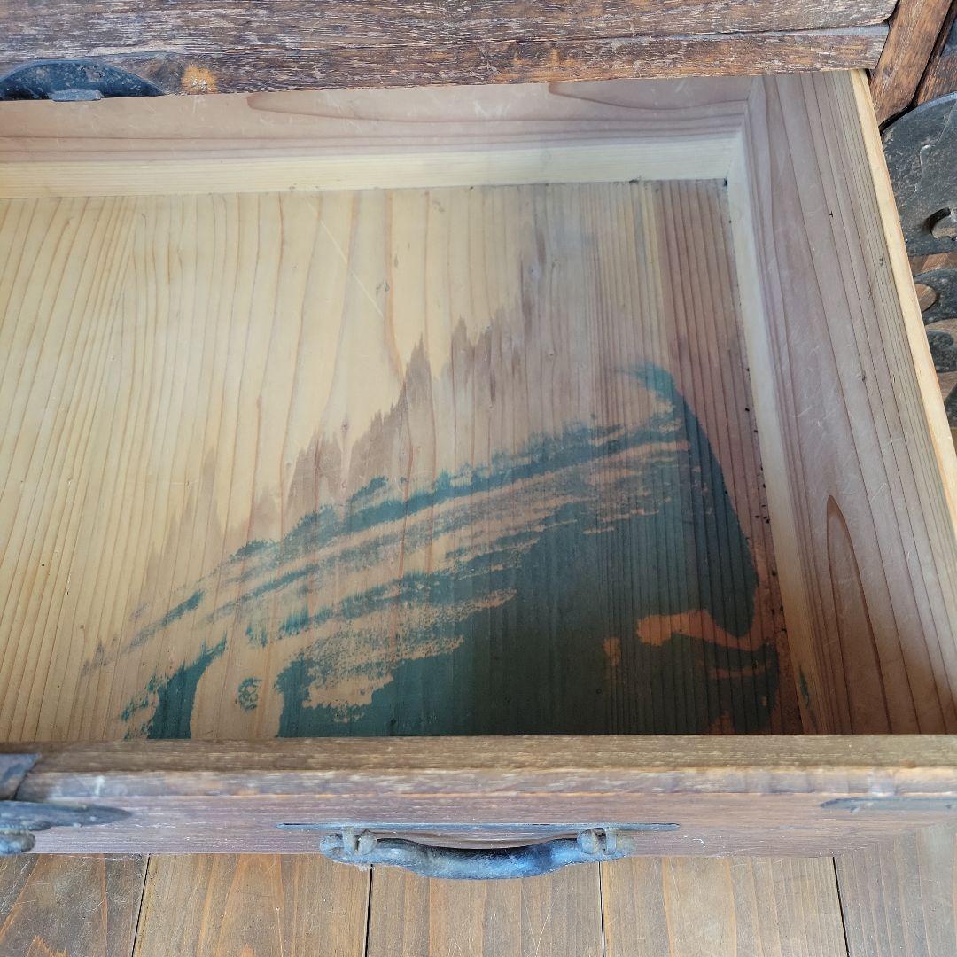 【大正レトロ】三尺和箪笥 アンティーク 古民家 古家具 装飾金具 専用鍵付き