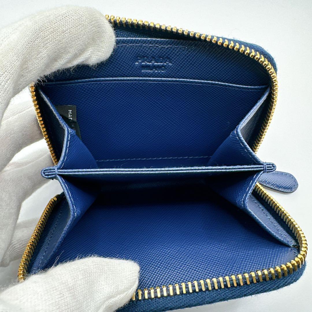 極美品✨PRADA ケース 三角ロゴ ラウンドジップ ミニ財布 サフィアー