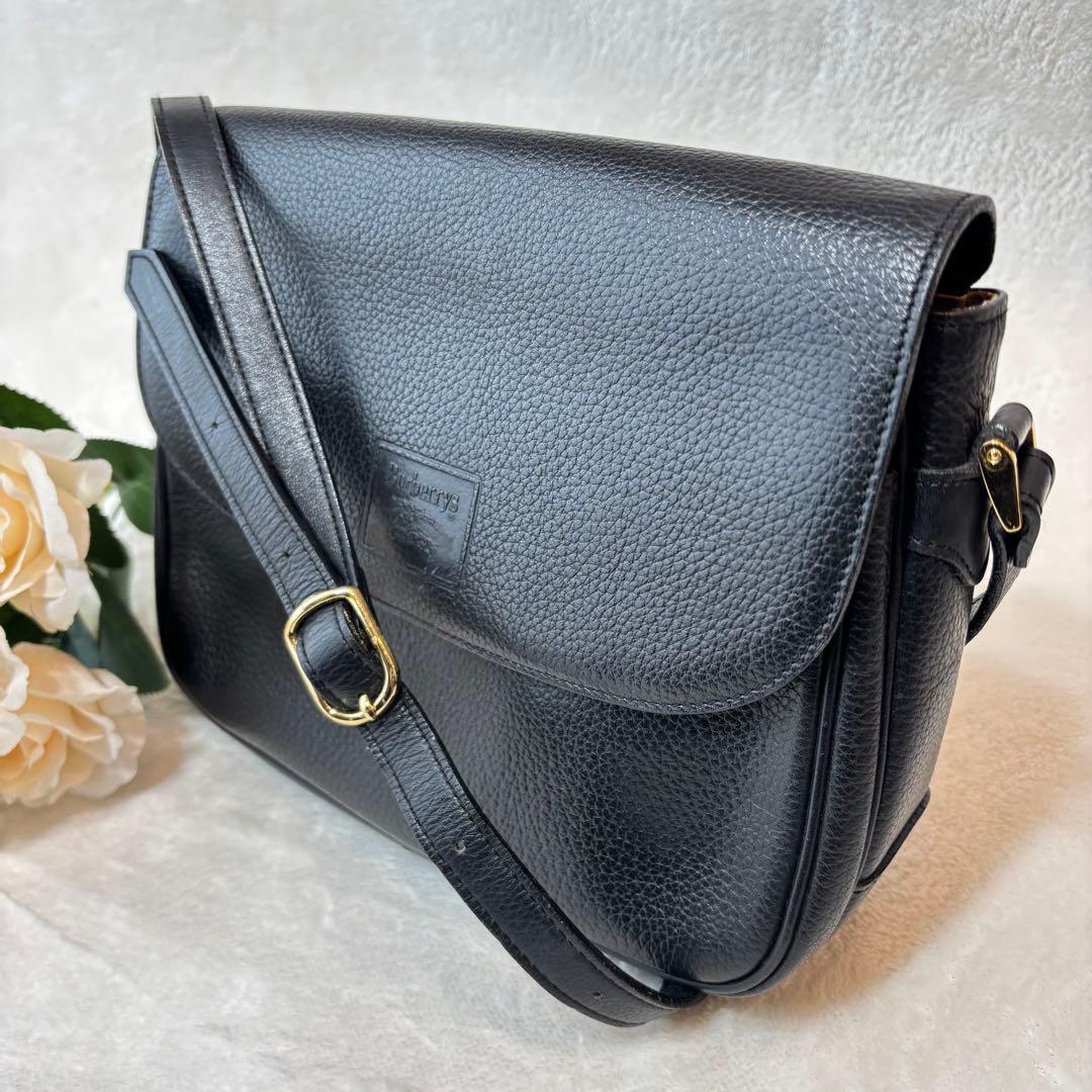 美品✨バーバリー ショルダーバッグ ノヴァチェック レザー ブラック