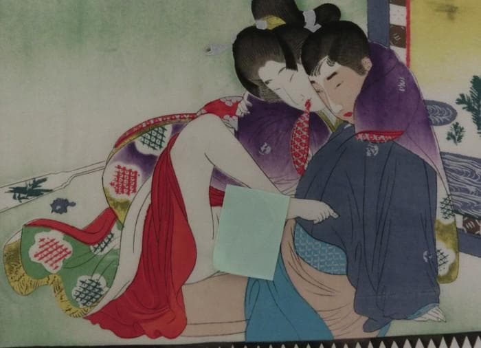 最終特価！浮世絵　春画 絹本　肉筆 3種3枚 美人図 枕絵 秘画 裸婦