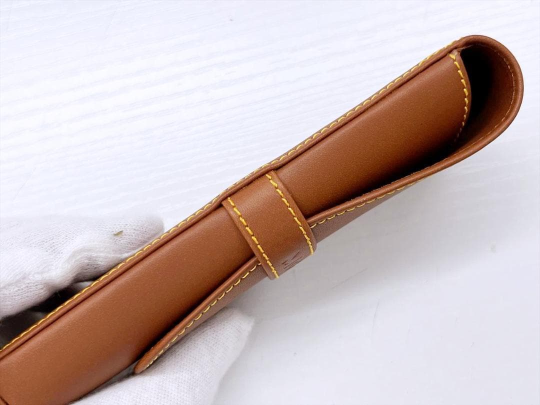 未使用　モンブラン　ロゴ　ペンケース　２本差し　ブラウン　レザー　3119579