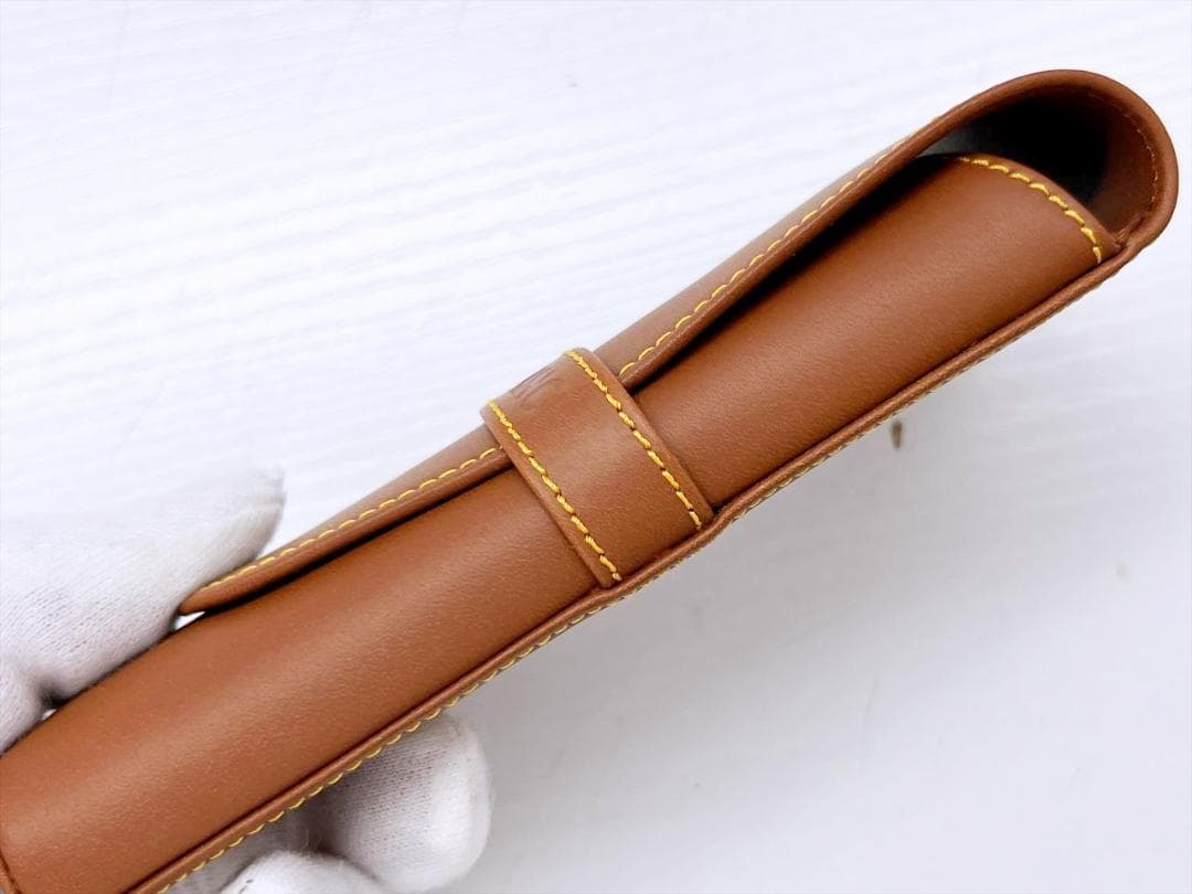 未使用　モンブラン　ロゴ　ペンケース　２本差し　ブラウン　レザー　3119579