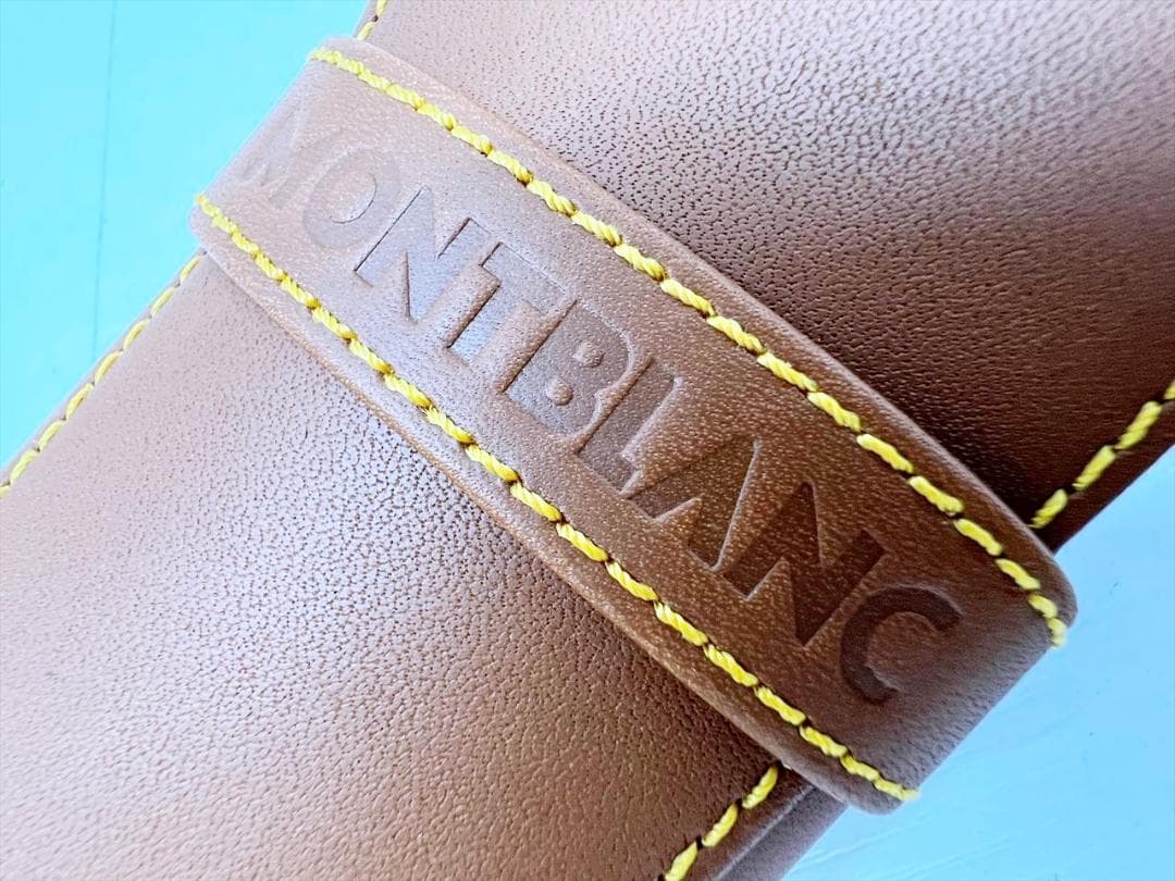 未使用　モンブラン　ロゴ　ペンケース　２本差し　ブラウン　レザー　3119579