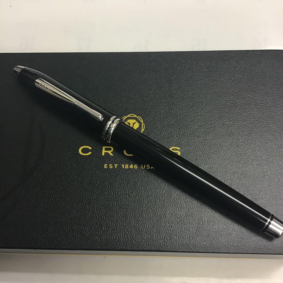 CROSS クロス　タウンゼントブラックラッカー　18金ペンM万年筆　ネーム入