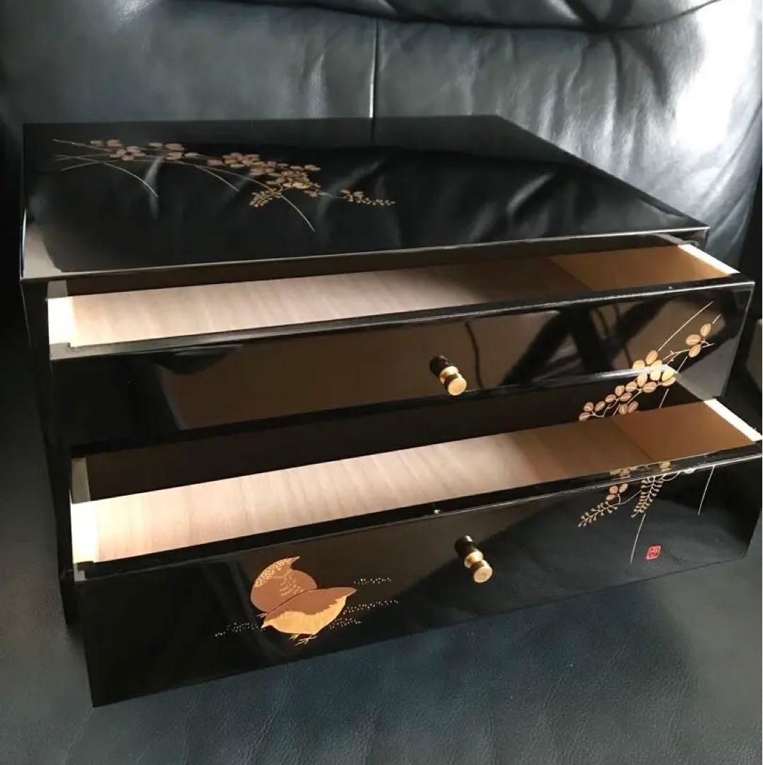 会津塗り　萩にうずら　漆器　タンス