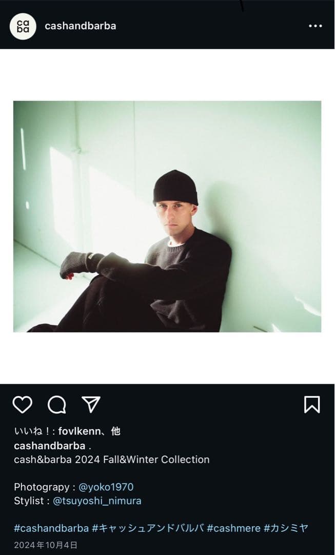 新品キャッシュベイビー黒カシミヤ100％指なしグローブ手袋cash&barba