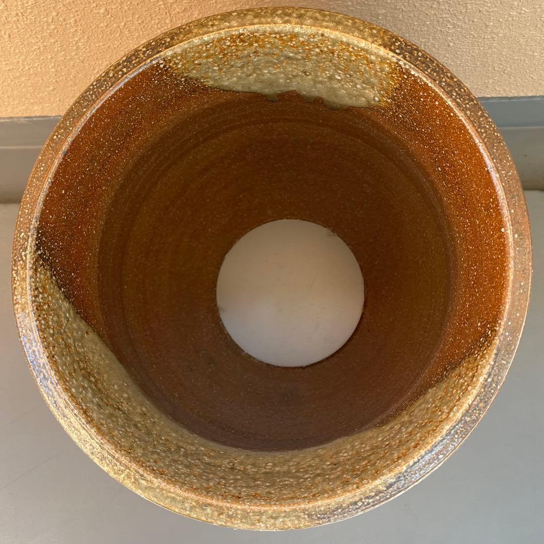 信楽焼き灰釉壷型陶器傘立て植木鉢